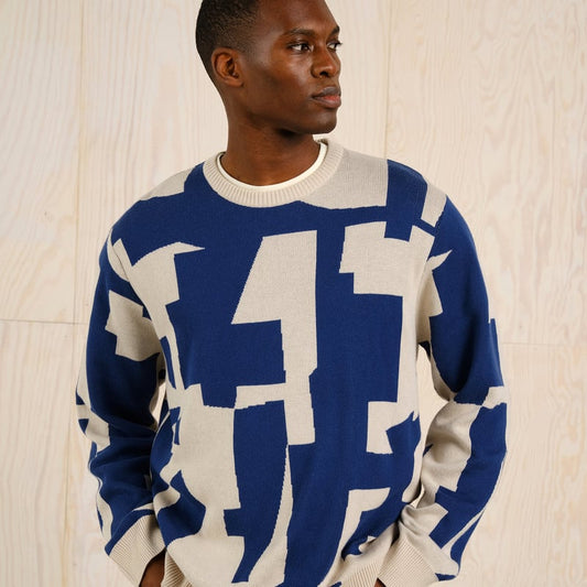 Sweat MORA - Abstract Chaos - Blanc et bleu