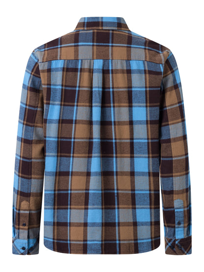 Chemise en flanelle de coton à carreaux Regular-fit - maron/bleu