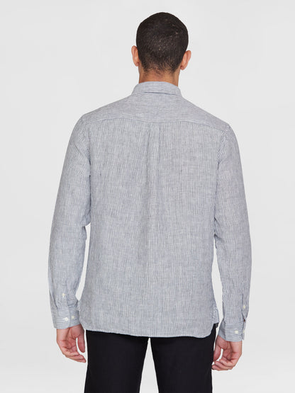 Chemise lignée à longues manches regular - 100% lin bio