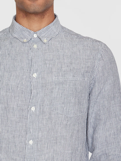 Chemise lignée à longues manches regular - 100% lin bio