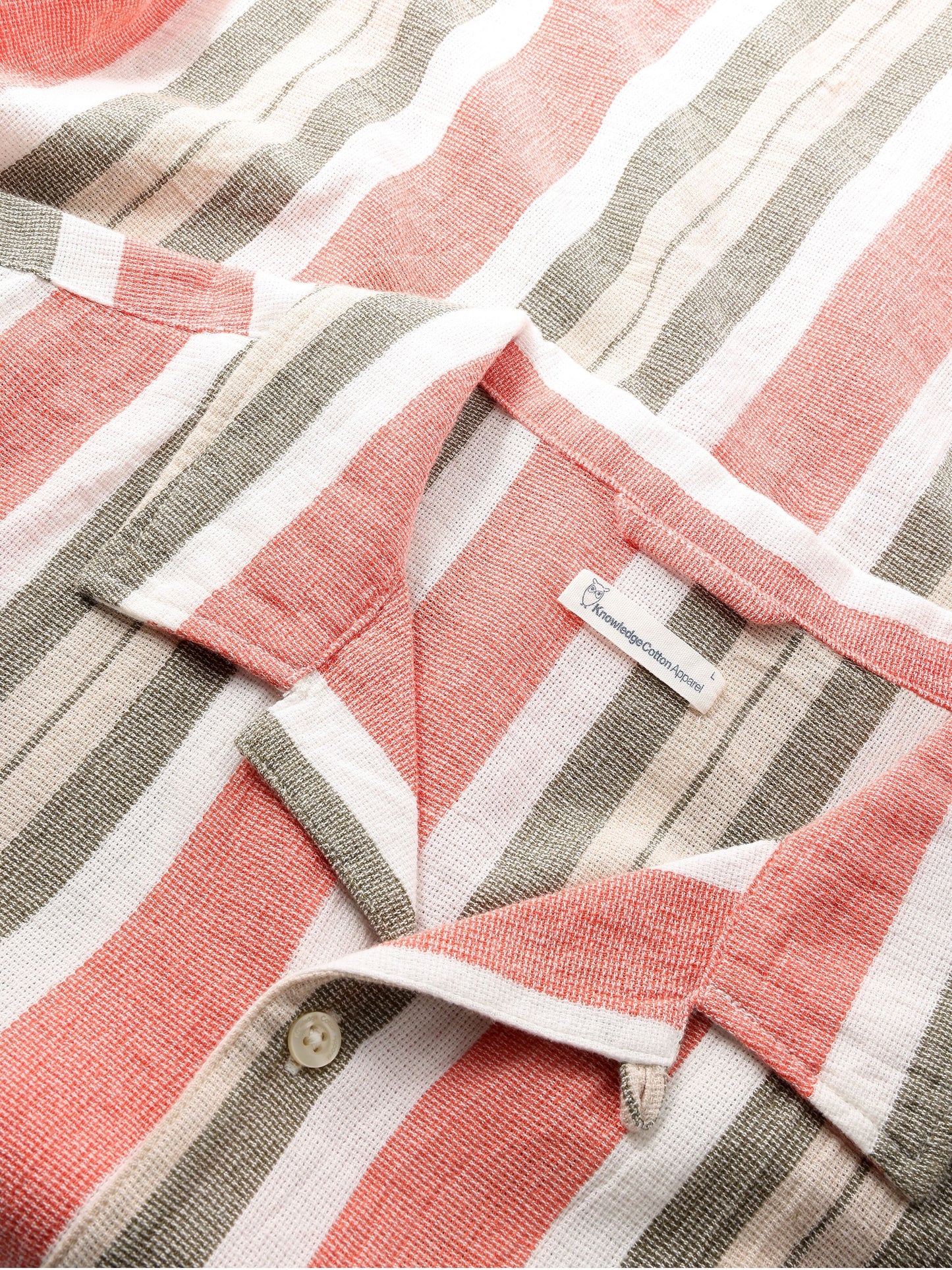 Chemise boxy lignée à courtes manches - corail