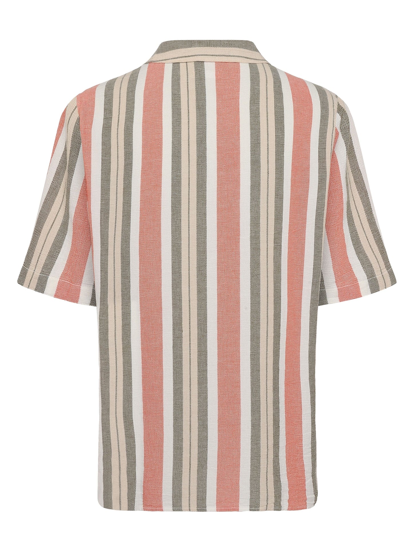 Chemise boxy lignée à courtes manches - corail