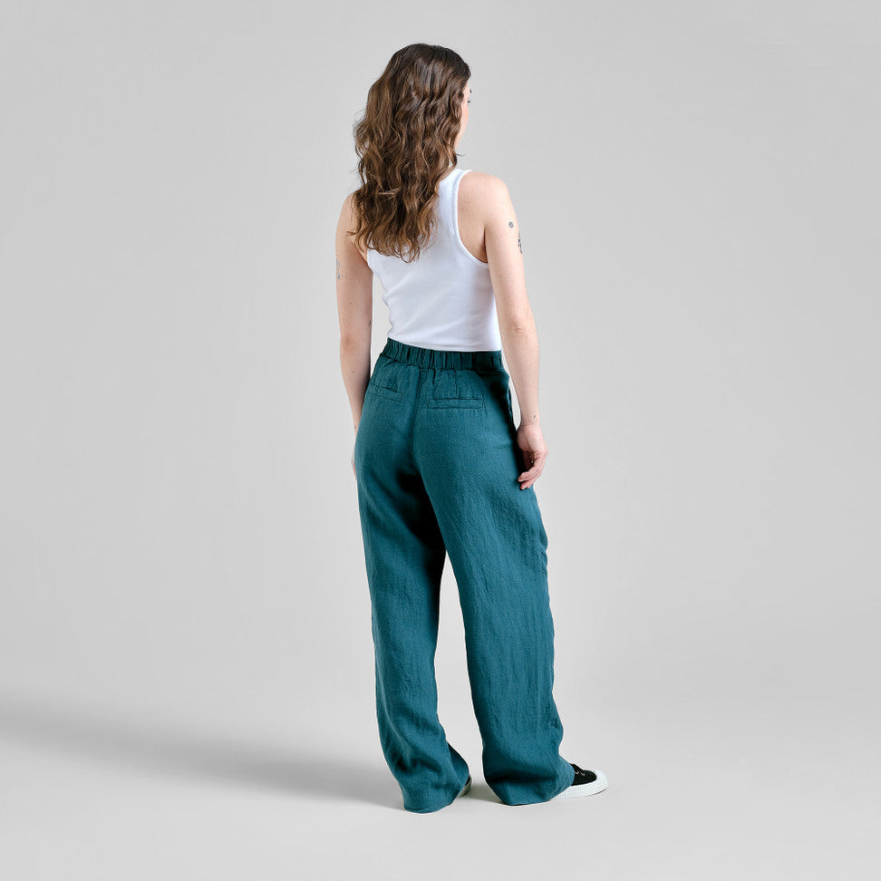 Pantalon en lin Vickleby - Vert méditerranéen