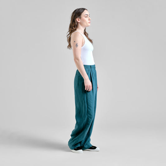 Pantalon en lin Vickleby - Vert méditerranéen