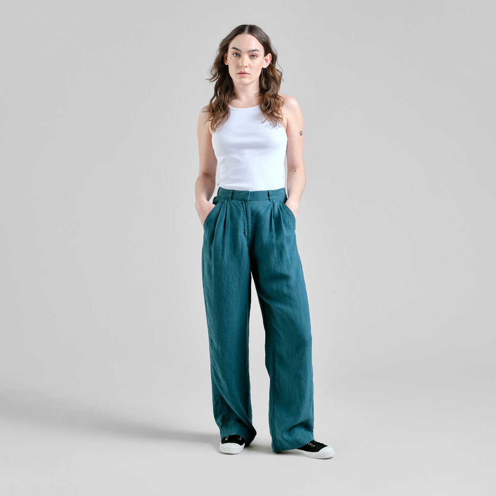 Pantalon en lin Vickleby - Vert méditerranéen