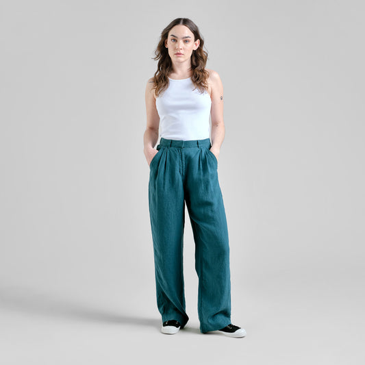 Pantalon en lin Vickleby - Vert méditerranéen