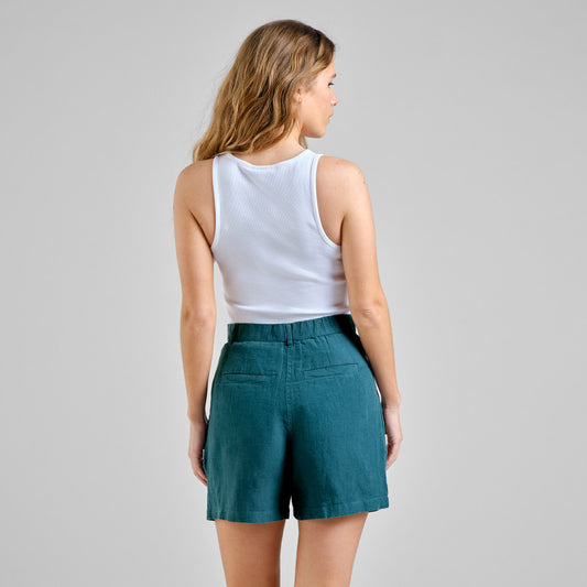 Short DJUPVIK en lin - Vert Méditerranéen
