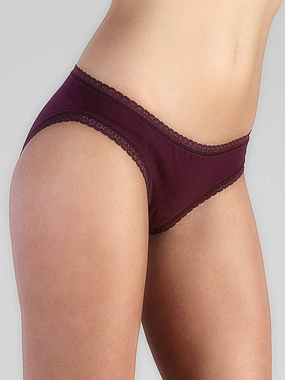 Culotte ceinture en dentelle en coton biologique - Aubergine