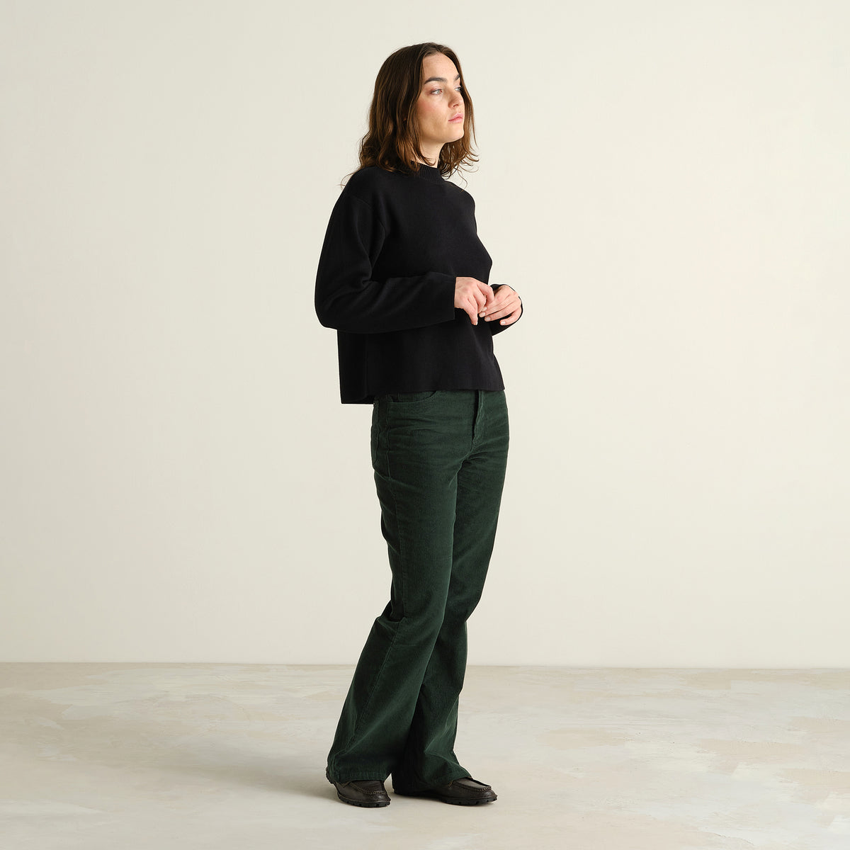 Pantalon RYDA en velours côtelé - Vert sapin