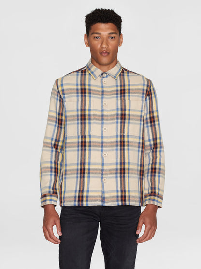 Sur-chemise épaisse à carreaux beige