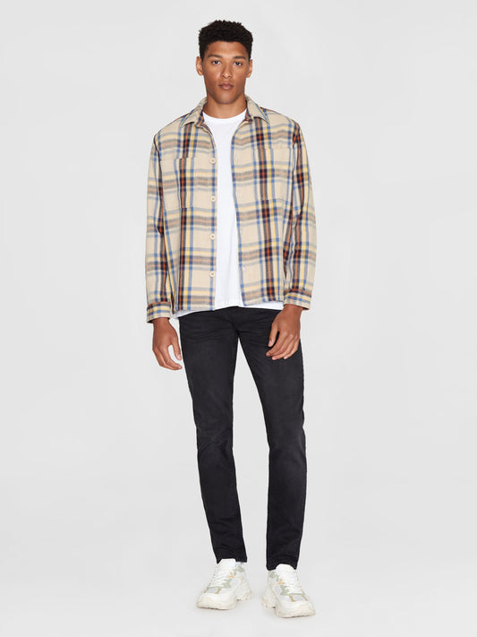 Sur-chemise épaisse à carreaux beige
