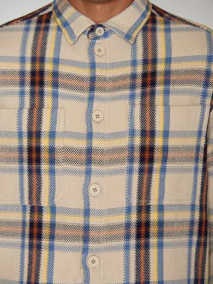 Sur-chemise épaisse à carreaux beige