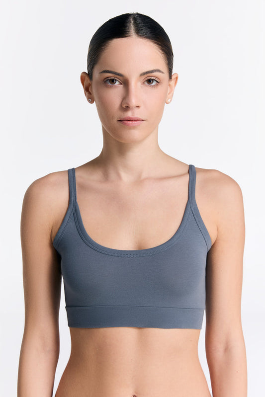 Brassière en coton biologique - Bleu-gris