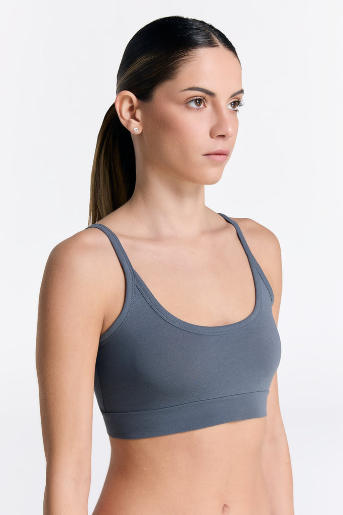 Brassière en coton biologique - Bleu-gris
