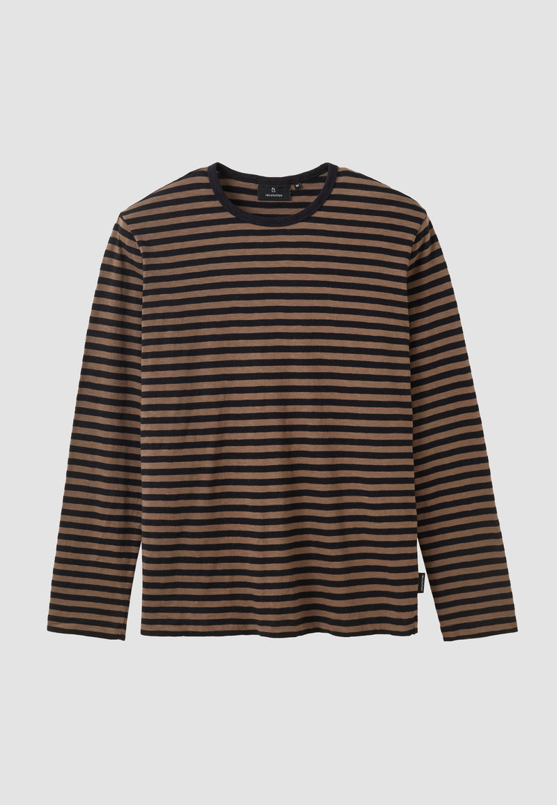 T-Shirt à manches longues MACA - Ligné vintage brown