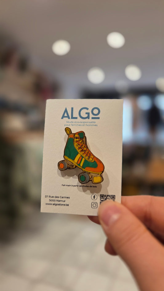 Pin's - Roller rétro (Vert/orange)