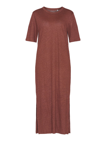Robe T-shirt longue en lin - tiramisu