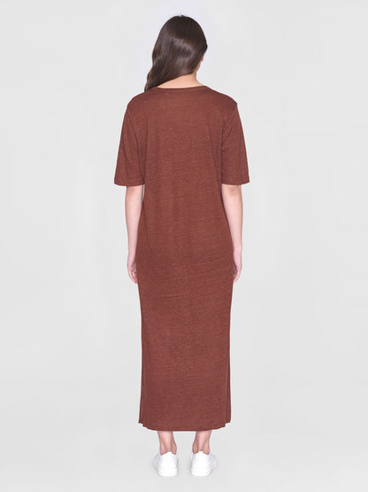 Robe T-shirt longue en lin - tiramisu
