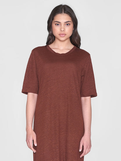 Robe T-shirt longue en lin - tiramisu