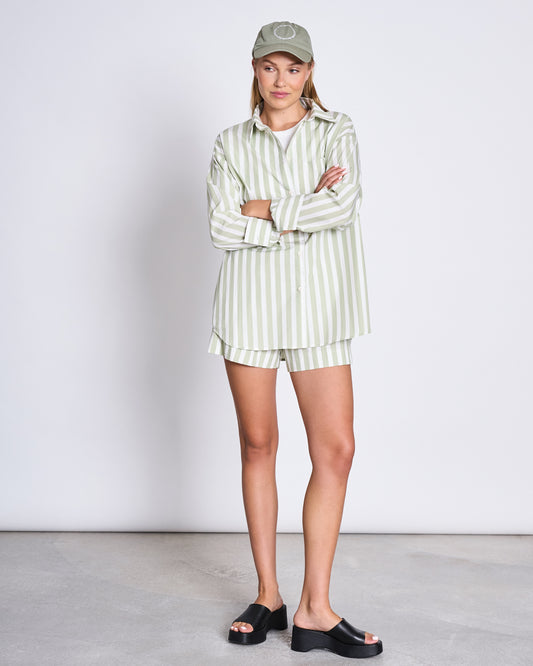 Chemise oversize rayée Pistache