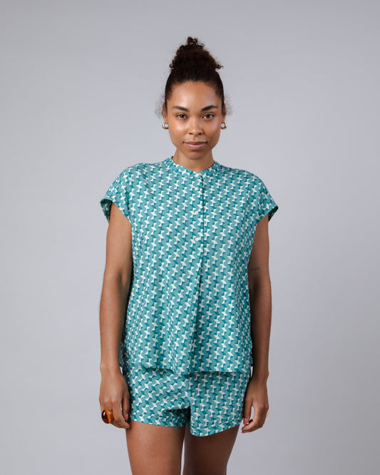 Blouse TILES MAO bleue