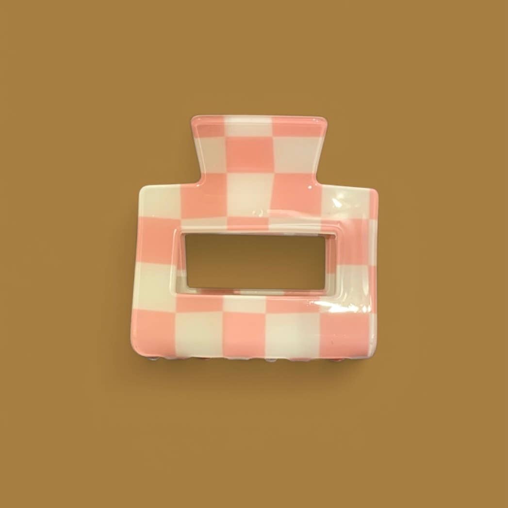 Pince croco GM - Damier rose bébé