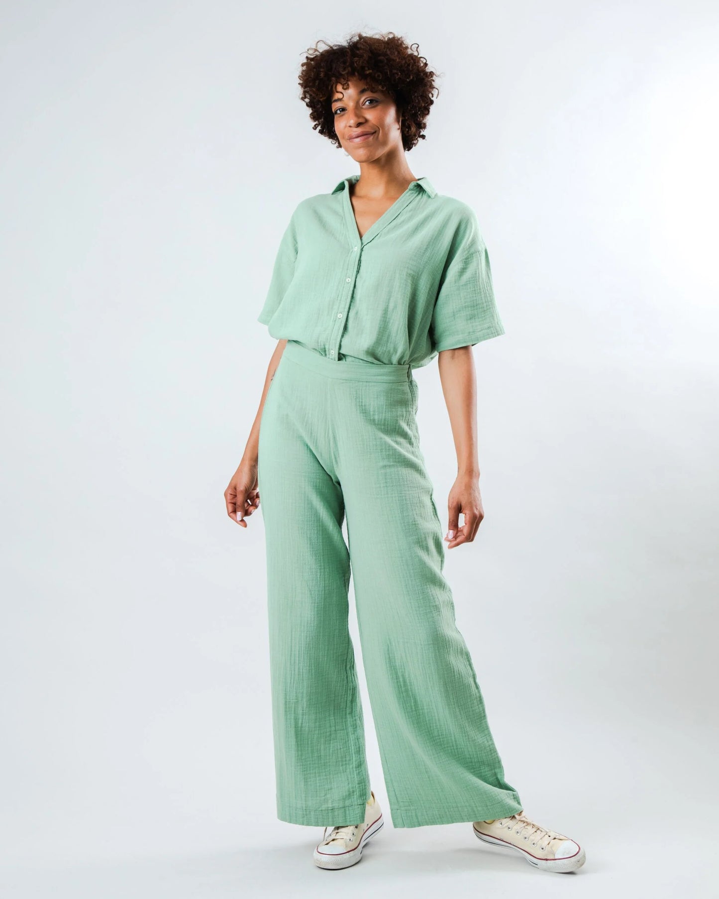 Pantalon fluide BUBBLE - vert eau
