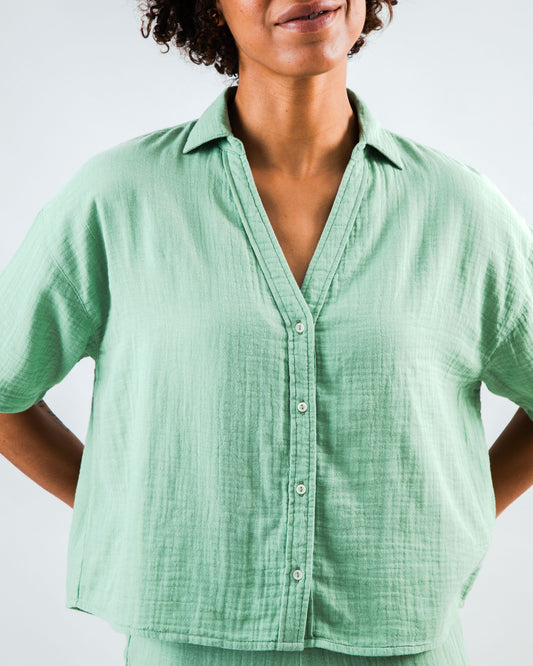 Chemisier BUBBLE cropped - vert eau