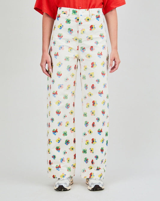 Pantalon droit FLOWER - écru