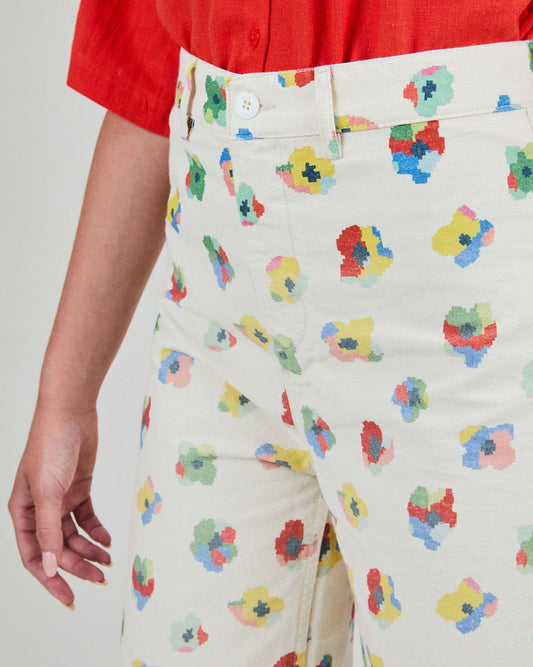 Pantalon droit FLOWER - écru