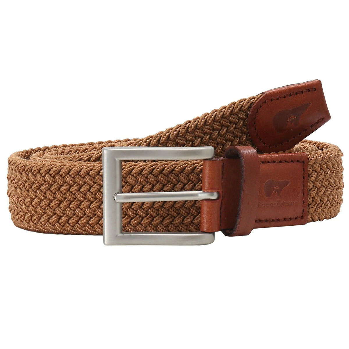 Ceinture tissée en fibres recyclée DAVID - Camel brown