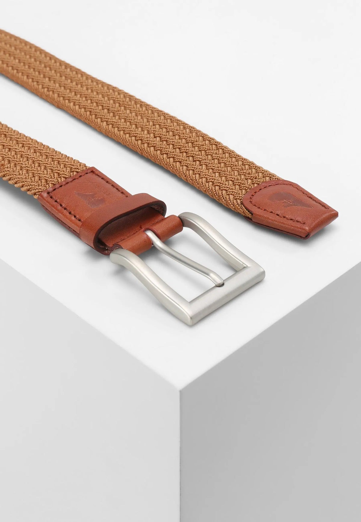 Ceinture tissée en fibres recyclée DAVID - Camel brown