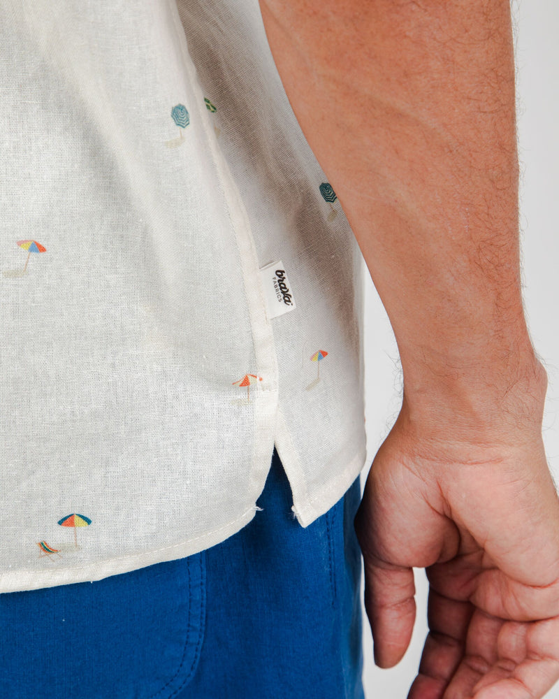 Chemise Aloha "BEACH PLEASE" - écru