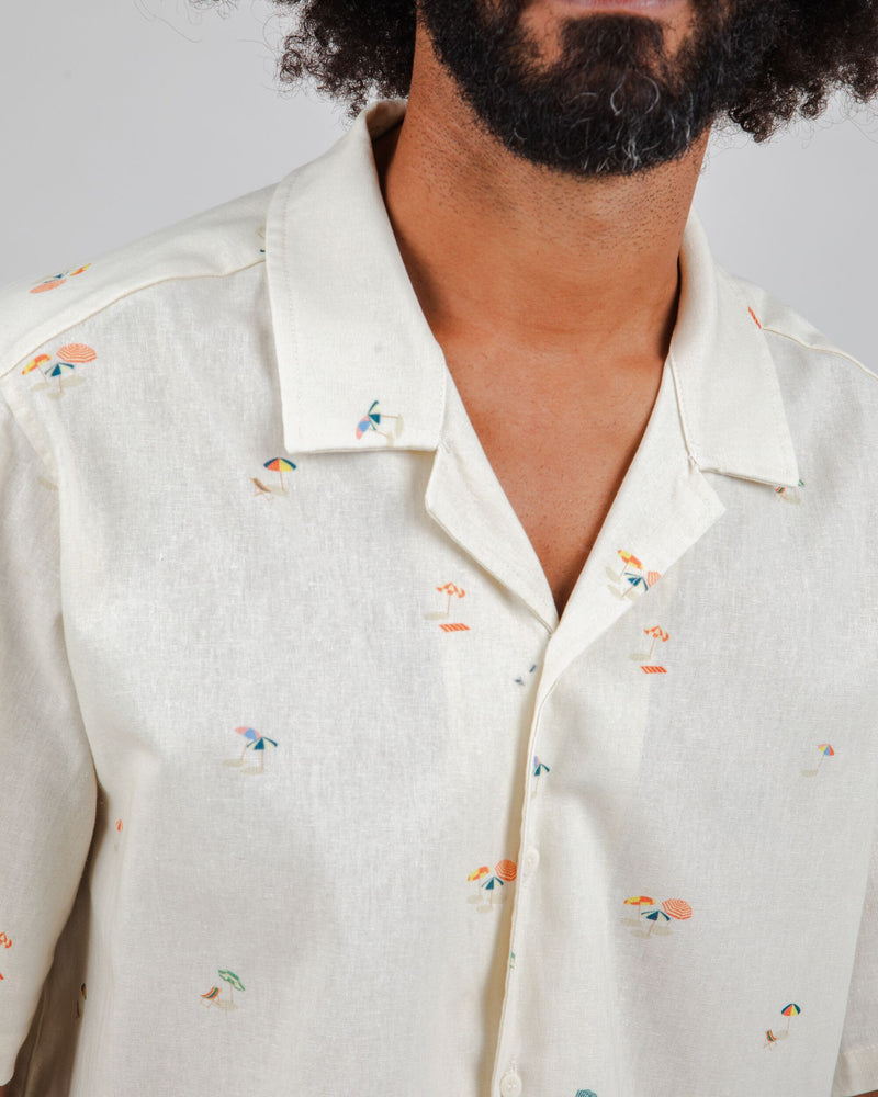 Chemise Aloha "BEACH PLEASE" - écru