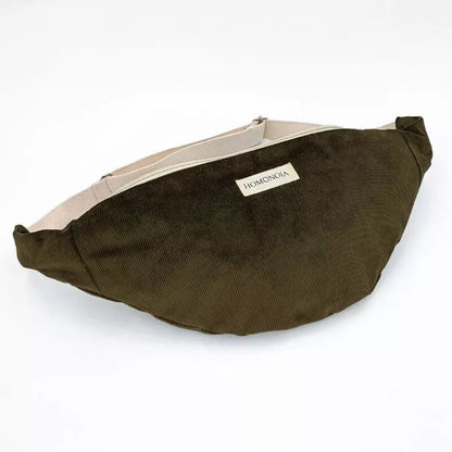 Sac Banane en velours côtelé kaki XL