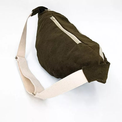 Sac Banane en velours côtelé kaki XL