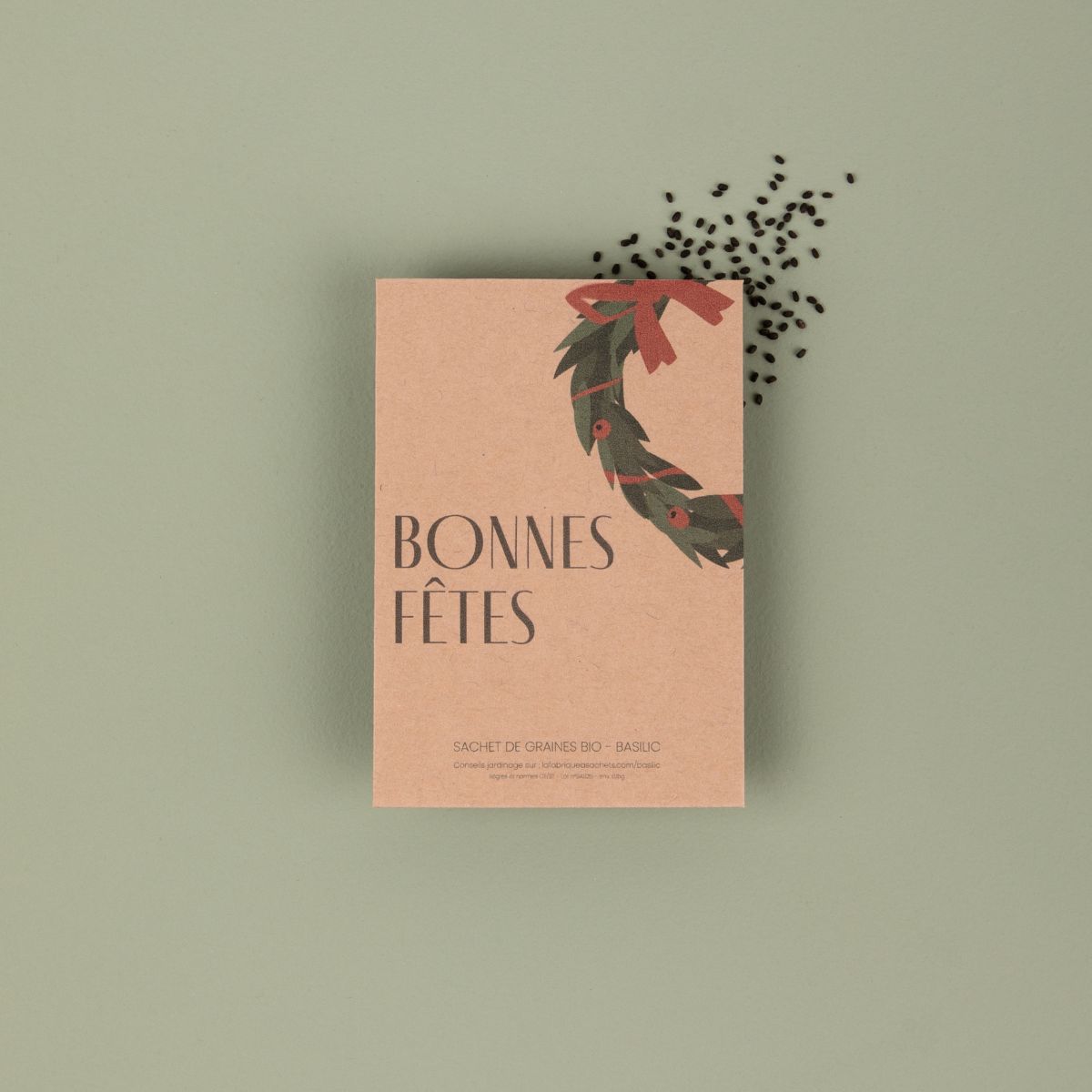 Bonnes Fêtes - Sachet de graines de basilic bio