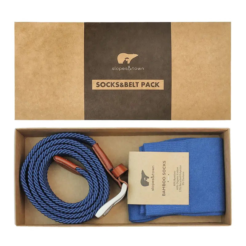 [Coffret cadeau] Ceinture JAN et chaussettes unie Bleu Klein