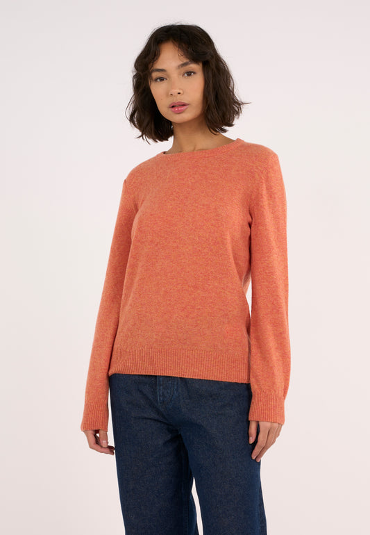 Pull col rond lambswool orange