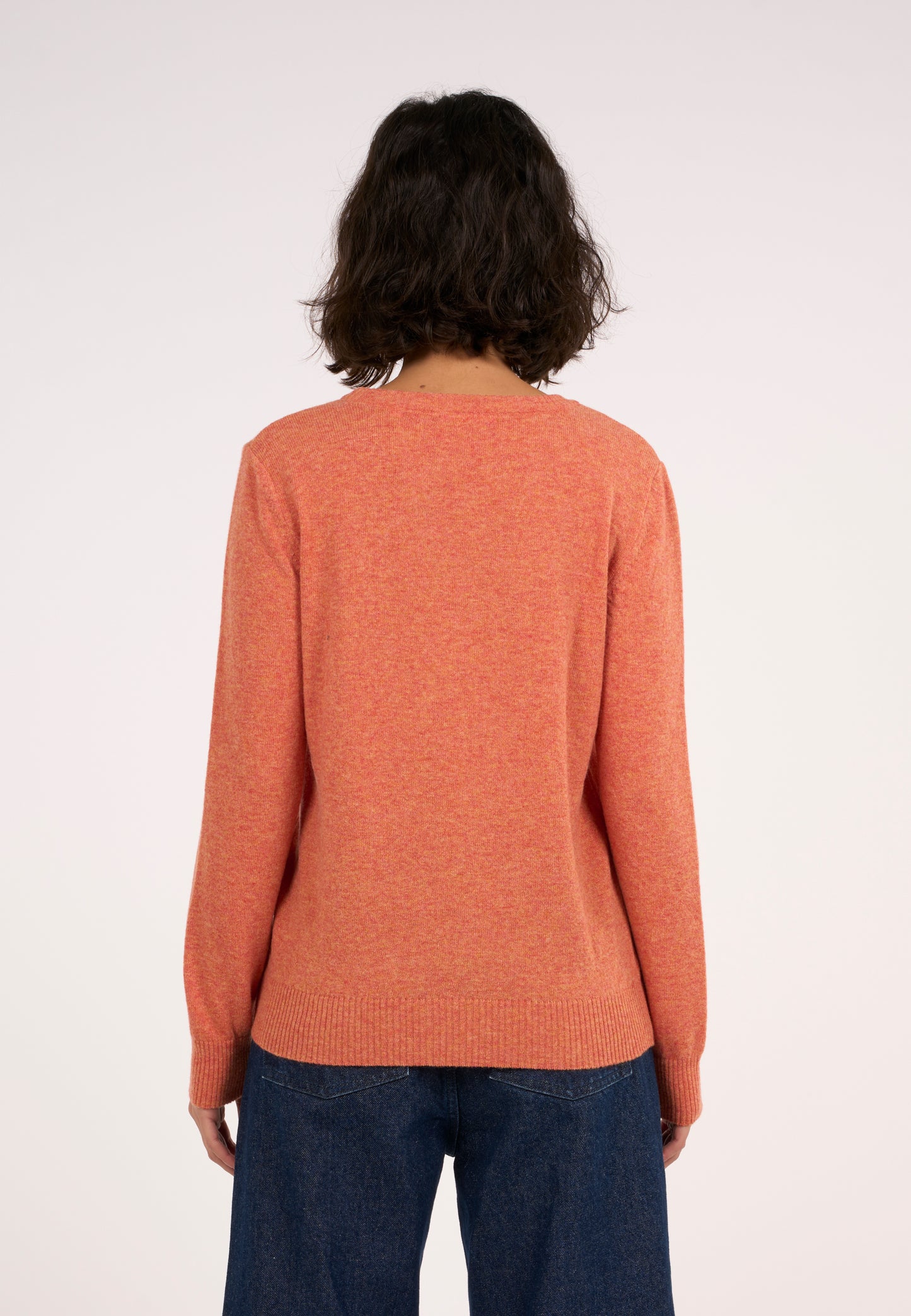 Pull col rond lambswool orange