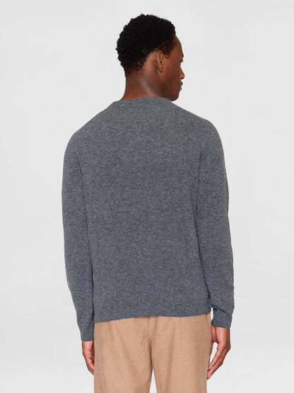 Pull classique à col rond - lambswool gris