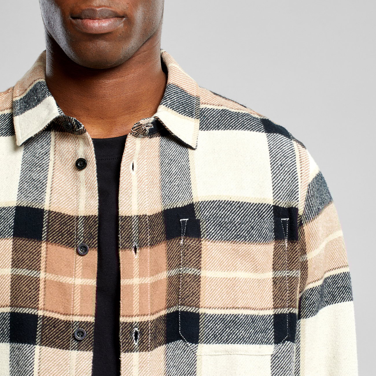 Chemise Multi Check Oat White Rainy Day