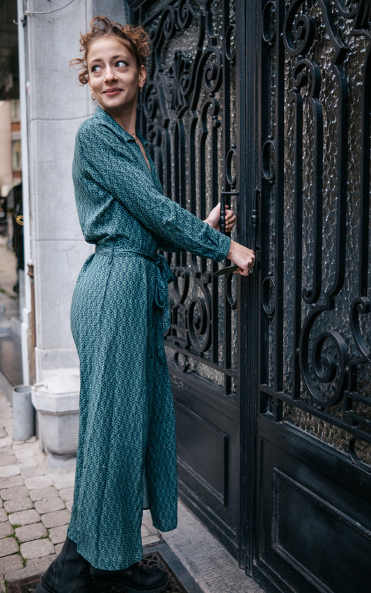 Sunflower Vneck Long Sleeve Dress Navy