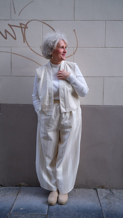 Pantalon ballon écru ligné