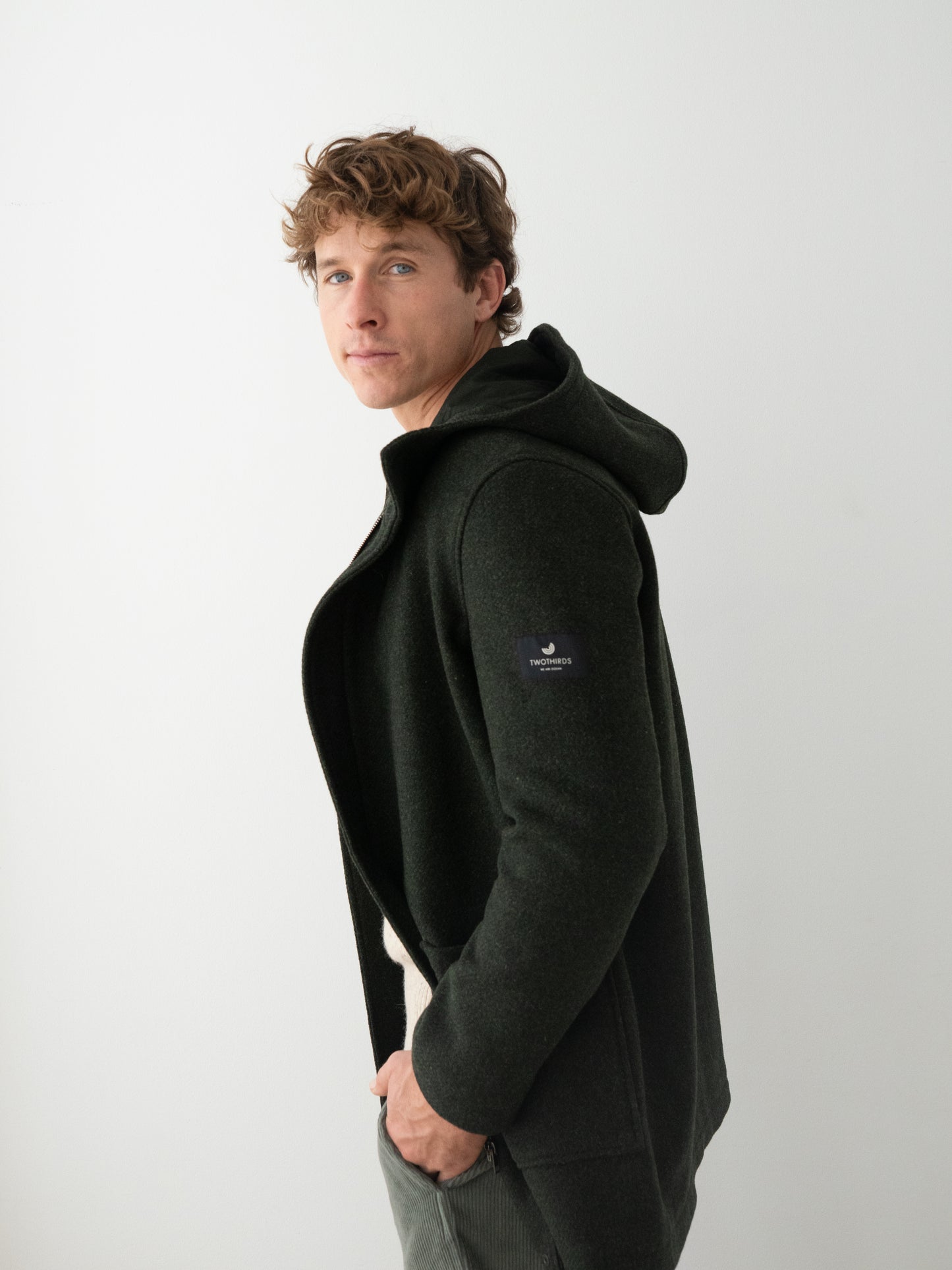 Manteau en laine MELCHOR - Vert sapin