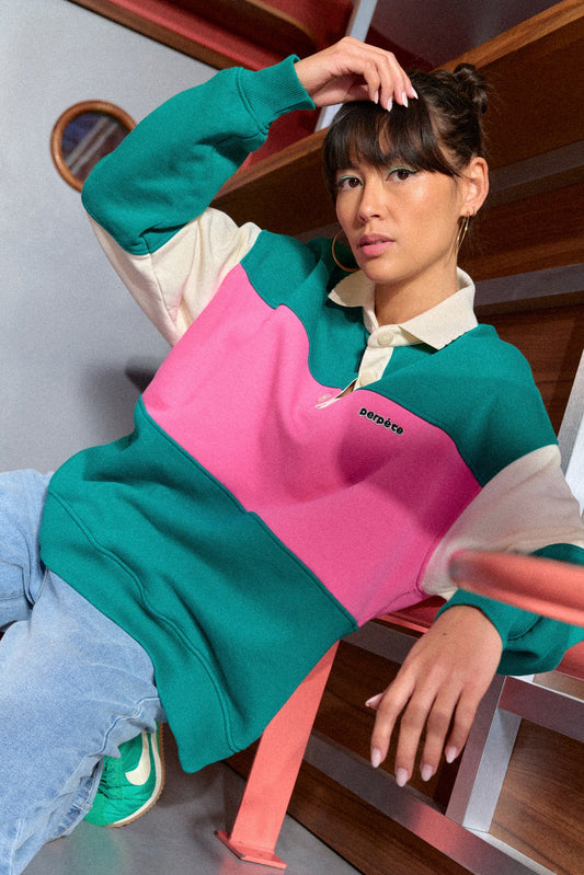 Polo sweat LINDA - Vert