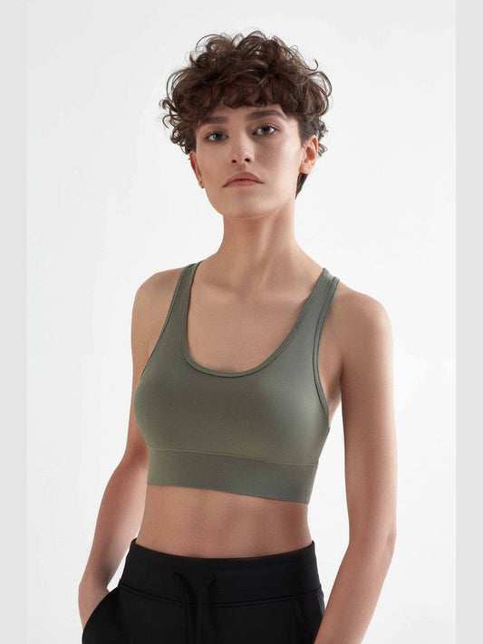 Brassière de sport en polyester recyclé - Vert sauge