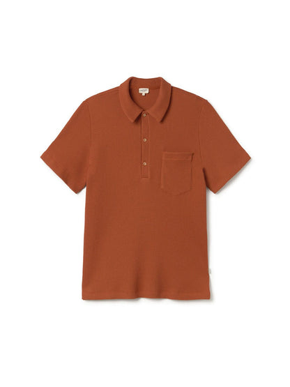 Polo CANNING en maille légère gaugrées - brique