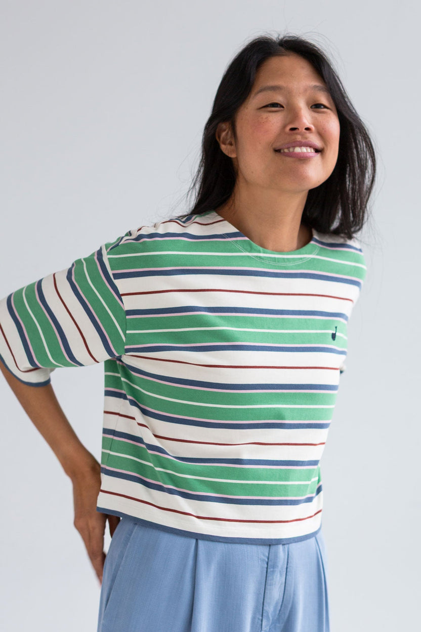 T-shirt oversize FINGAL - rayé vert/ruby