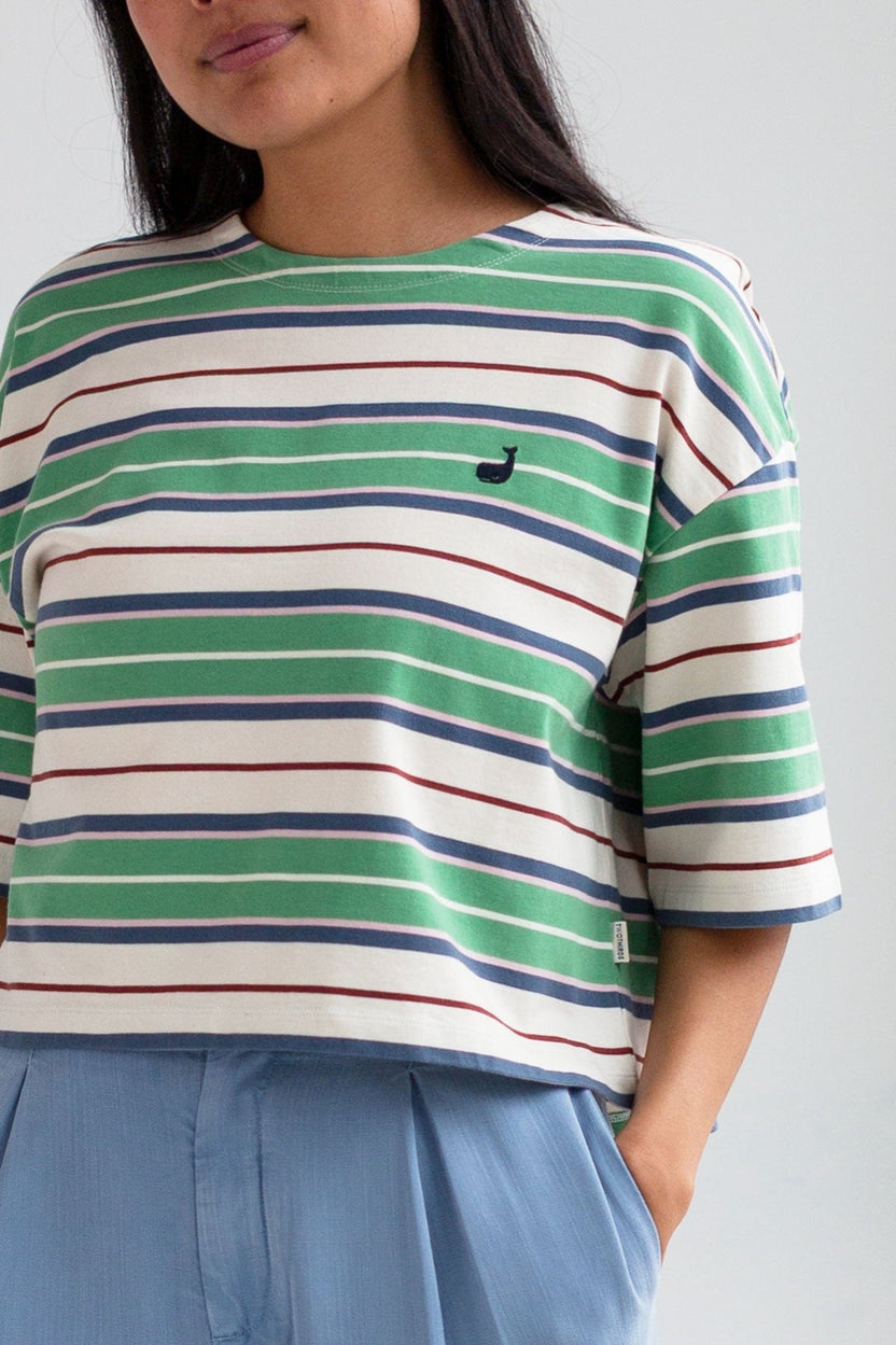 T-shirt oversize FINGAL - rayé vert/ruby